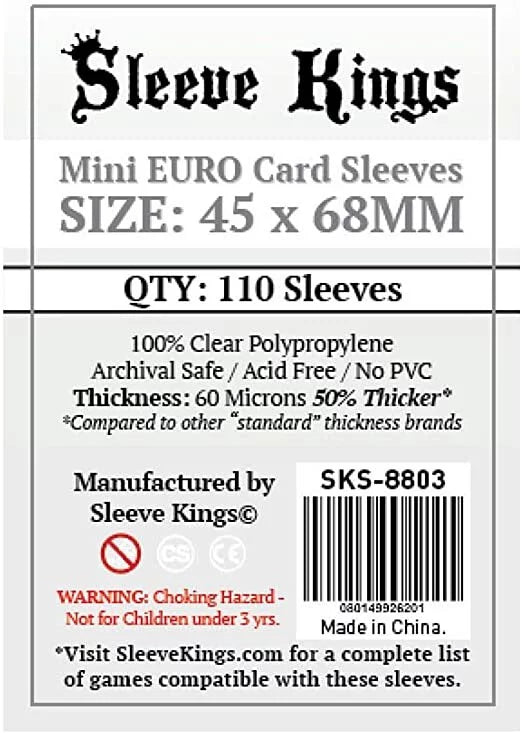 SK Mini Card Sleeves (45x68mm) - 110 /pk - Boardgamefever