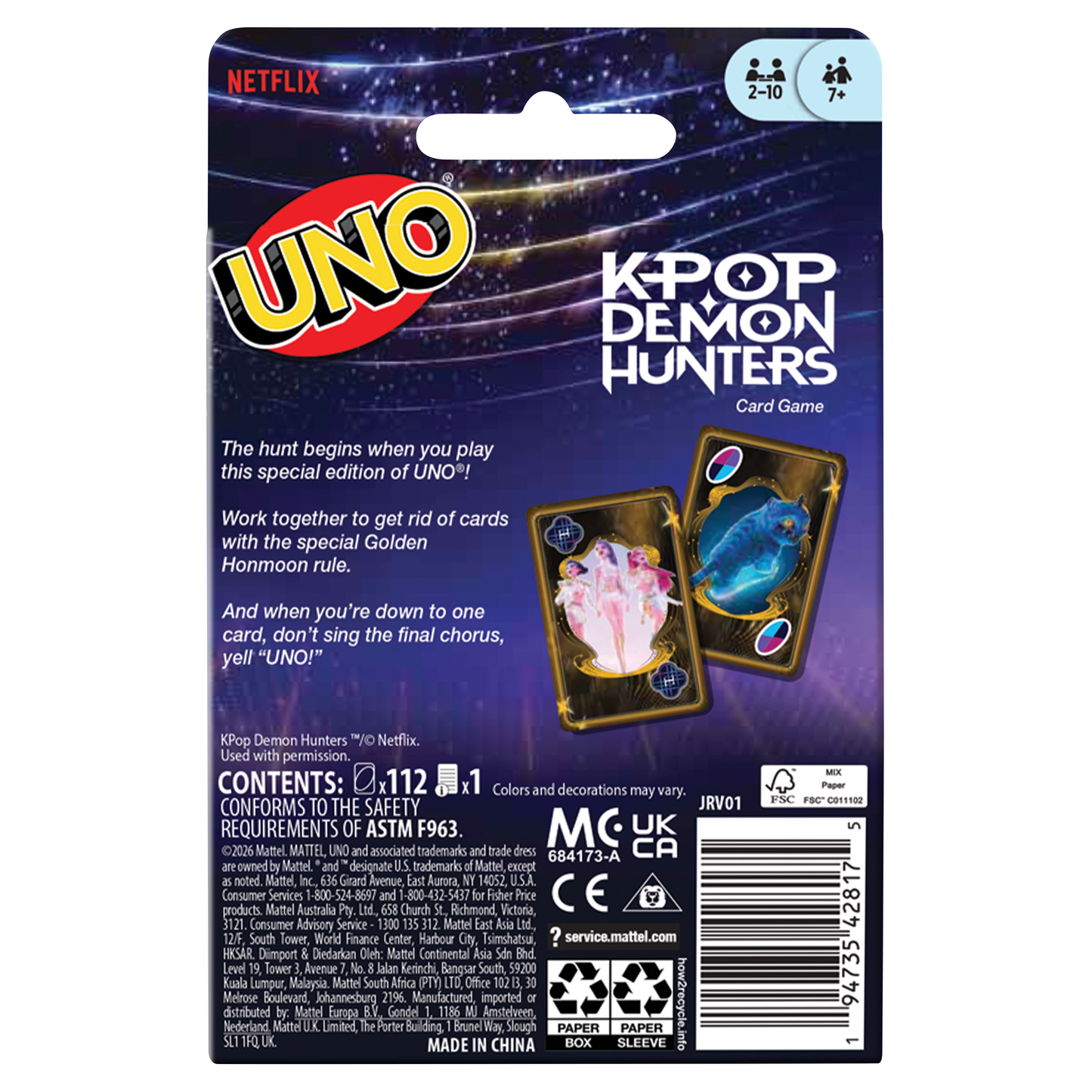 UNO KPOP DEMON HUNTERS UNO卡牌遊戲:Kpop 獵魔女團